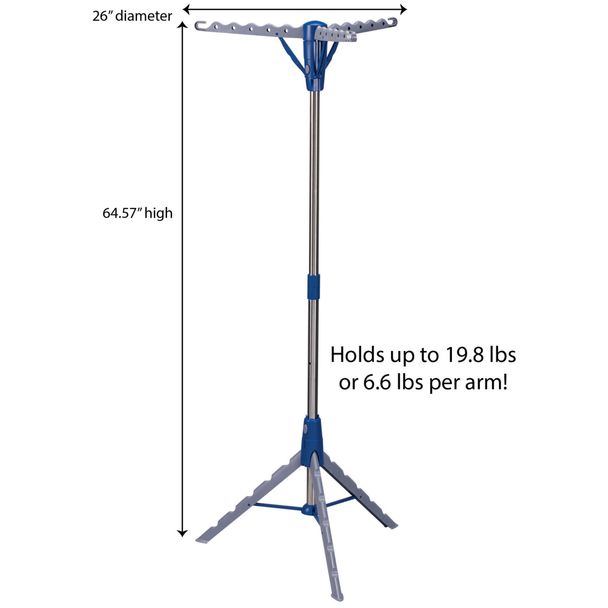 Household Essentials Silver & Blue Collapsible Portable Indoor Tripod Clothes Drying Rack
